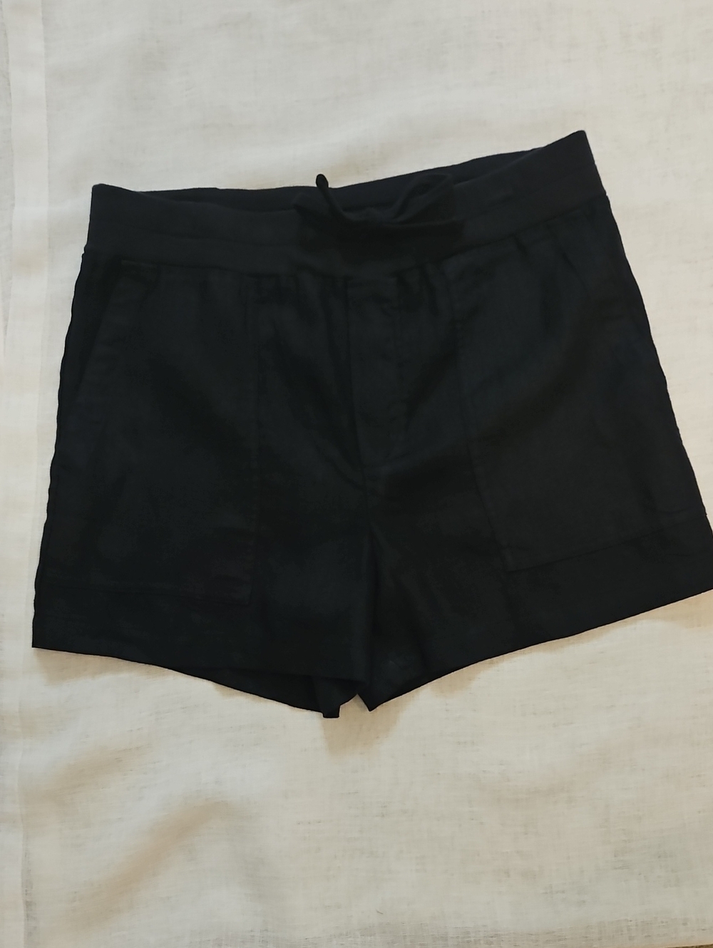 James Perse 100% Linen Black High-Waist Pull-On Shorts